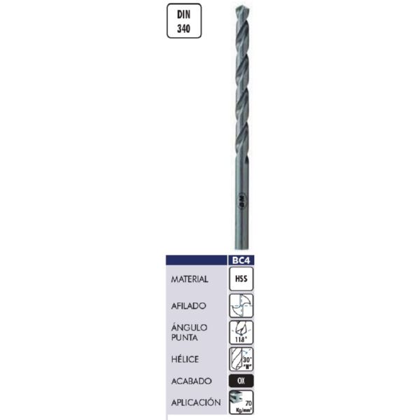 Broca HSS Ø10,5x184/121mm Serie Larga