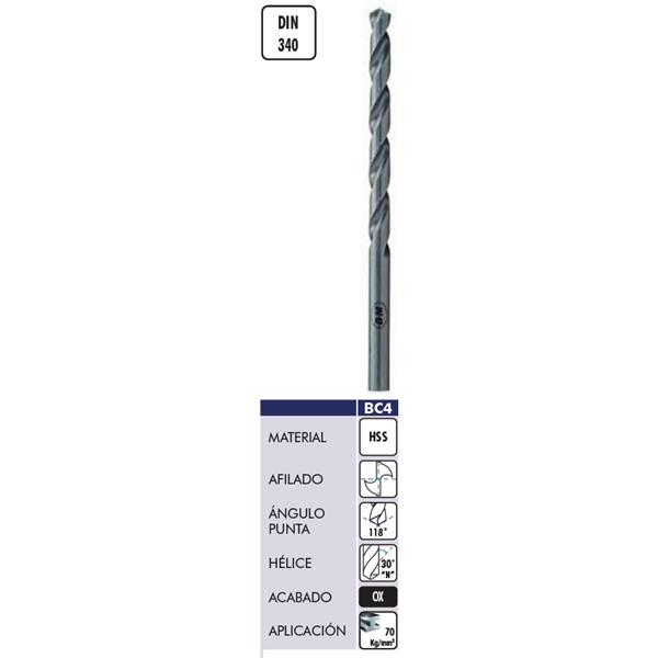 Broca HSS Ø10x184/121mm Serie Larga