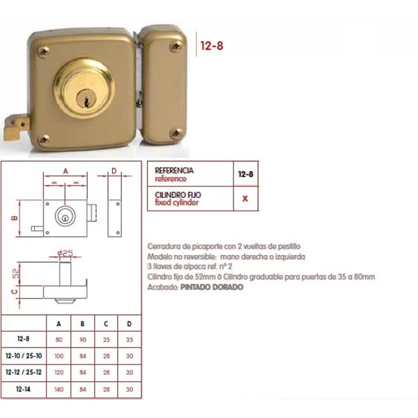 Jis Cerradura 12-8 D