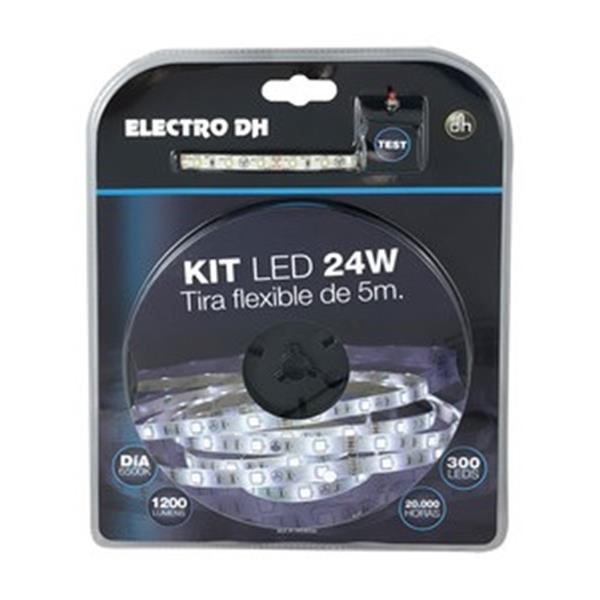 Kit Tira LED Flexible 5 Metros Blanco Cálido 24W